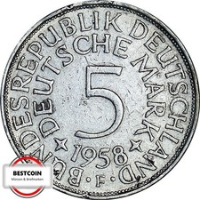 J387  5 Mark BRD von 1958 F in