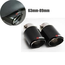 2x Universal Auto Auspuff Blende Endrohr Rund Carbon Farbe Edelstahl 63mm-89mm