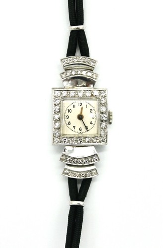 Art deco platin uhr - art,