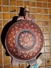 Antike alte vintage Trinkflasche, Weinflasche Hirtenflasche Holz mit Ornamenten