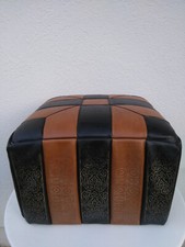 Pouf Fußhocker Sitzhocker Sitzwürfel vintage 70er Braun Patchwork Sitzkissen
