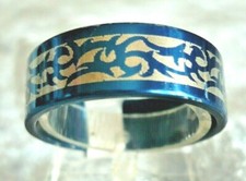 blau metallic Edelstahl Ring 8
