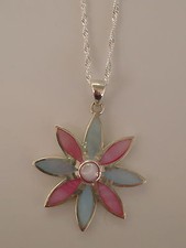 Muschel Anhänger  Blume  Sterling Silber  Kette