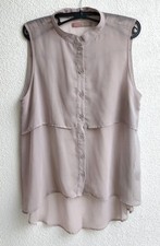 Chiffon bluse ärmellos Tank Top Sommer Bluse Tunika Babydoll fliederfarben L