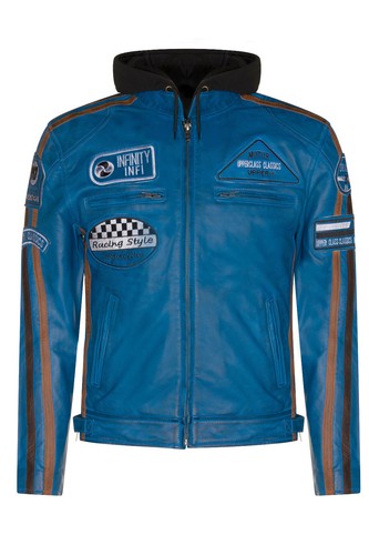 Herren blau leder biker - herren,