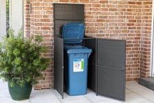 MX Mülltonnenabdeckung (80-120 L) Mülltonnenverkleidung Mulltonnenbox Rattan