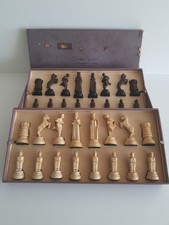 Antike Erzgebirge 32 Holzschachfiguren Handgeschnitzt + Box TOP !!! RAR !!!