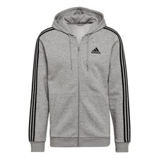 adidas Essentials 3-Streifen Fleece Jacke Herren Kapuzenjacke grau [HB0041]