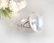 Mondstein Ring Silber 925 oval