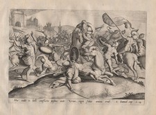 J. Sadeler / M. van Cleve The Death of Uriah Bible Kupferstich engraving 1600