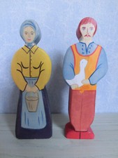 Holztiger Figuren Bauer + Bäuerin Holzspielzeug mit Brandstempel Raritäten