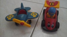 Playmobil 123 Rennauto rot-gelb 6718 und Flugzeug blau