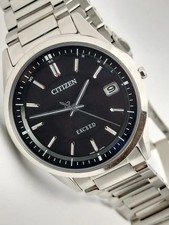 CITIZEN EXCEED Radio Solar Titanium Dress Watch Black Dial Gebraucht