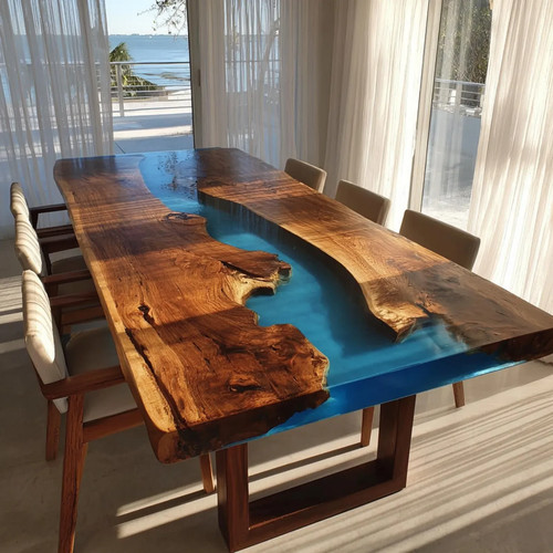 Live edge walnut epoxy - epoxy, dining