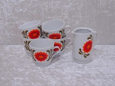 6 tlg. Konvolut Kaffeeservice DDR Colditz Porzellan Prilblumen Vintage um 1970 