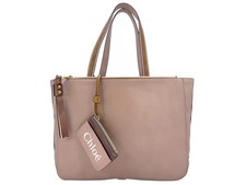 Chloé Leder Shopper Bag Desert Mauve Rosa Henkeltasche Tasche Chloe Logo + Etui