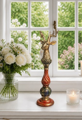 Hirsch skulptur 49cm - skulptur, weiß