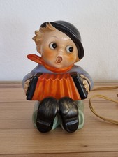Alter Hummel Goebel Rauchverzehrer Junge mit Bandonium +  Beleuchtung TopZustand