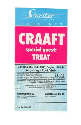Craaft treat tour 1988 - craaft,