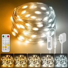 HOUHUI LED Lichterkette 15m Warm/Kaltweiß IP67 Dimmbare 8 Modi Innen & Außen