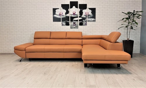 Hellbraunes echtleder ecksofa - hellbraunes,