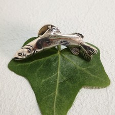 Hecht Brosche Pin Fisch Maritim Sport Trachten Tierschmuck antik Silber 925/-