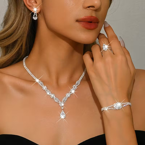 Luxus damen schmuckset silber - luxus,
