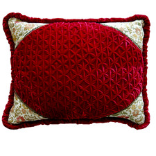 Brokatkissen Sofakissen Dekokissen Samt rot Federfüllung 60er 70er Vintage 55x45