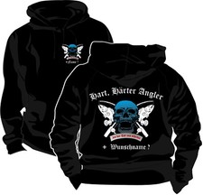 Angler Angeln Sweatshirt Kapuzenpullover Pullover Köder Wunschname Skull 242