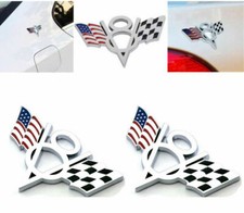 2x V8 US Logo USA Flag Car
