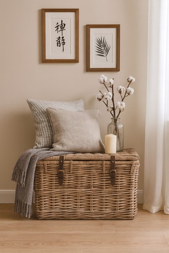 Rattantruhe grau 60x40x38cm - grau,