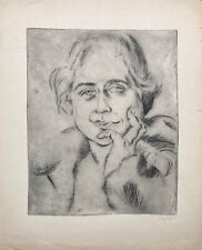 Radierung Berlin August Wilhelm Dressler (1886-1970) Porträt Frau beschädigt