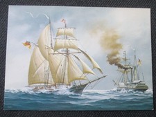 RAR  seltene AK  alter Zeit ! Gemälde wunderschön Segelschiff ELBE / BARBAROSSA