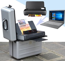 SILBERNER TROLLEY KOFFER PARAT HALTERUNG FÜR NOTEBOOK DRUCKER HP OFFICEJET 200 