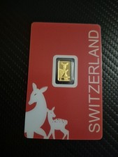 Goldbarren 1 Gramm Pamp Suisse - "Roe Deer / Rehwild" 999.9 Feingold im Blister