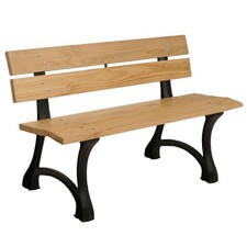 B-Ware Gartenbank MCW-O20, 2-Sitzer, Gusseisen Holz Kiefer, 125cm, hellbraun