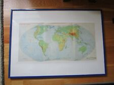 Weltkarte physikalisch 1 : 60.000 gerahmt Passepartout Geschenk Deko 72x51