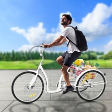 26 Zoll Dreirad Für Erwachsene 6-Gang Senioren 3-Rad Fahrrad Mit Einkaufskorb