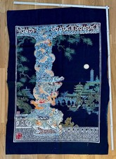 Wandbehang Motiv Chinesischer Garten, Hauptfarbe Blau