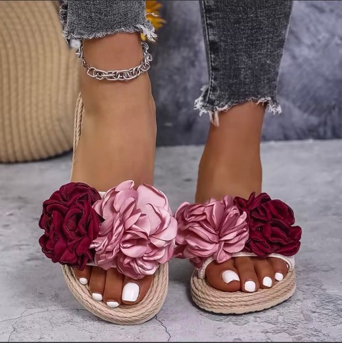 Damen blumen pantoletten boho - blumen,