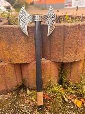 nordische Axt Handgemachte Wikinger Doppelkopf Axt mit Lederscheide