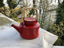 Vintage rote Teekanne, Bambus Griff, Ceracron Melitta  original 60er/70er Jahre