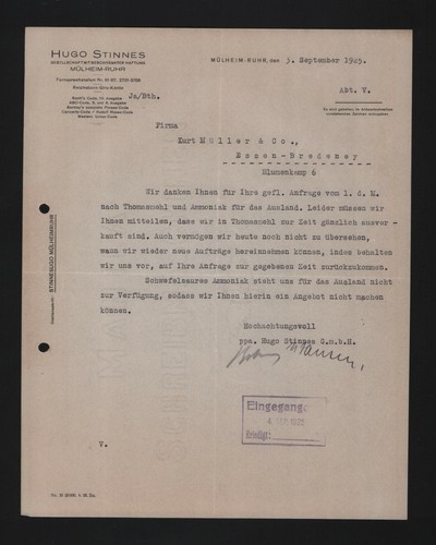 Mülheim ruhr brief 1925 - mÜlheim/ruhr,,