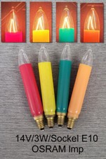 4 bunte Osram Ersatzkerzen 14V/3W/E10 rot gelb grün orange 16er Lichterkette ALT