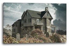 Wandbild Fantasy Haus gruselig spooky neben Friedhof Gothic