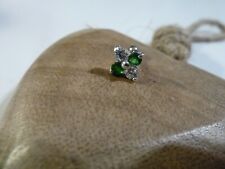 PIERCING Helix Tragus - Edelstahl silber - BLÜTE - grün Kristall klar