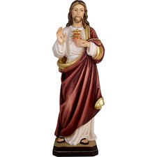 Holz Figur HERZ JESU geschnitzt H30,5cm color neu. Jesus Christus Figuren Statue