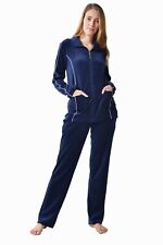 Damen Samt Hausanzug Trainingsanzug Jogginganzug Velours Freizeit Sport S M L XL