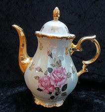 Manufaktur Lorenz Bavaria Barock Golddekor & Perlmutt Kaffeekanne 