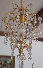 Kronleuchter Deckenlampe Lüster Bronze Messing Kristall Barock 1930